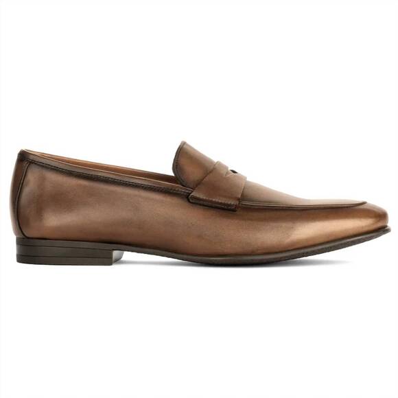 NEW TO BOOT NEW YORK men\'s keats calf leather slip-on penny loafer in cognac